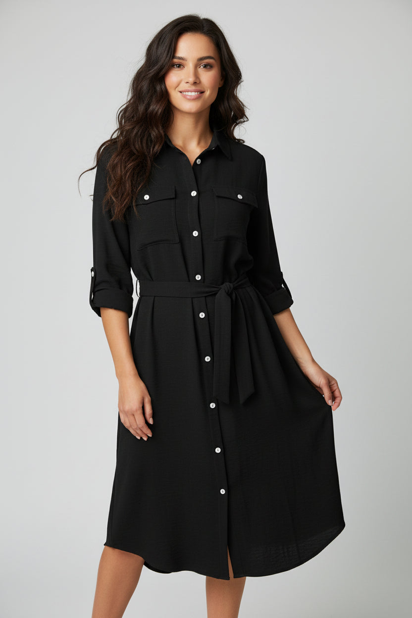 Φόρεμα Tencel Σεμιζιέ με Τσέπες