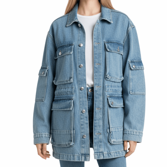 Τζάκετ Τζιν με Πολλές Τσέπες – 100% Βαμβάκι