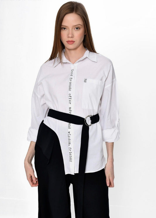 Λευκό Πουκάμισο με Κέντημα