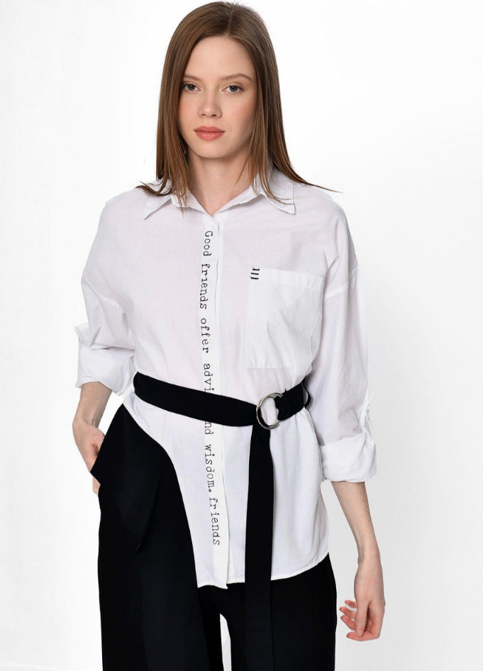 Λευκό Πουκάμισο με Κέντημα