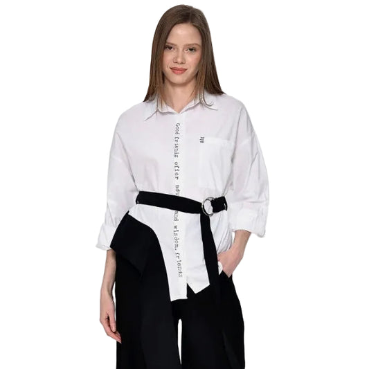 Λευκό Πουκάμισο με Κέντημα