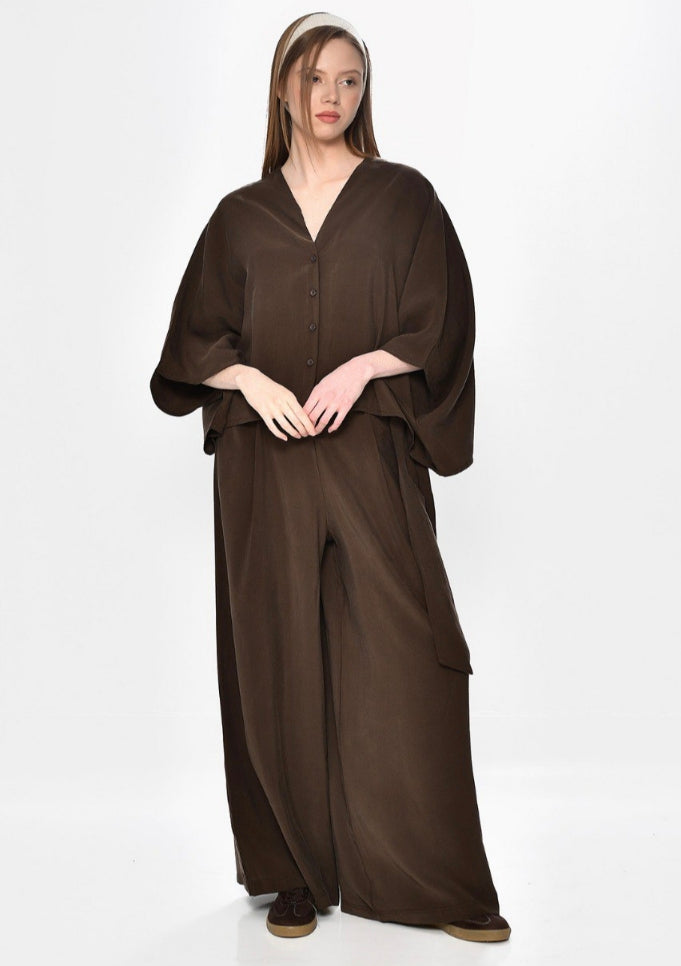 Παντελόνα Palazzo με Ενσωματωμένη Ζώνη