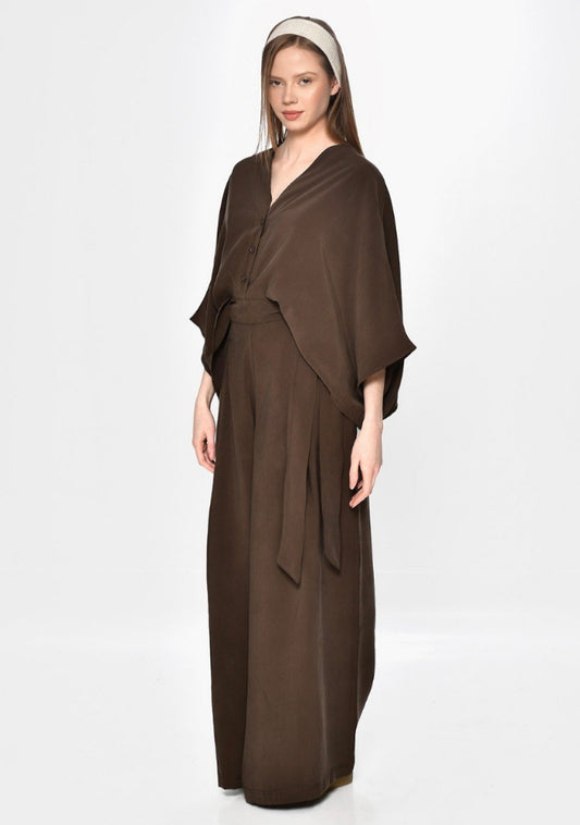 Παντελόνα Palazzo με Ενσωματωμένη Ζώνη