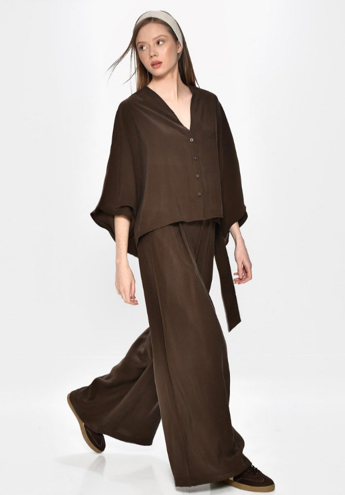 Παντελόνα Palazzo με Ενσωματωμένη Ζώνη