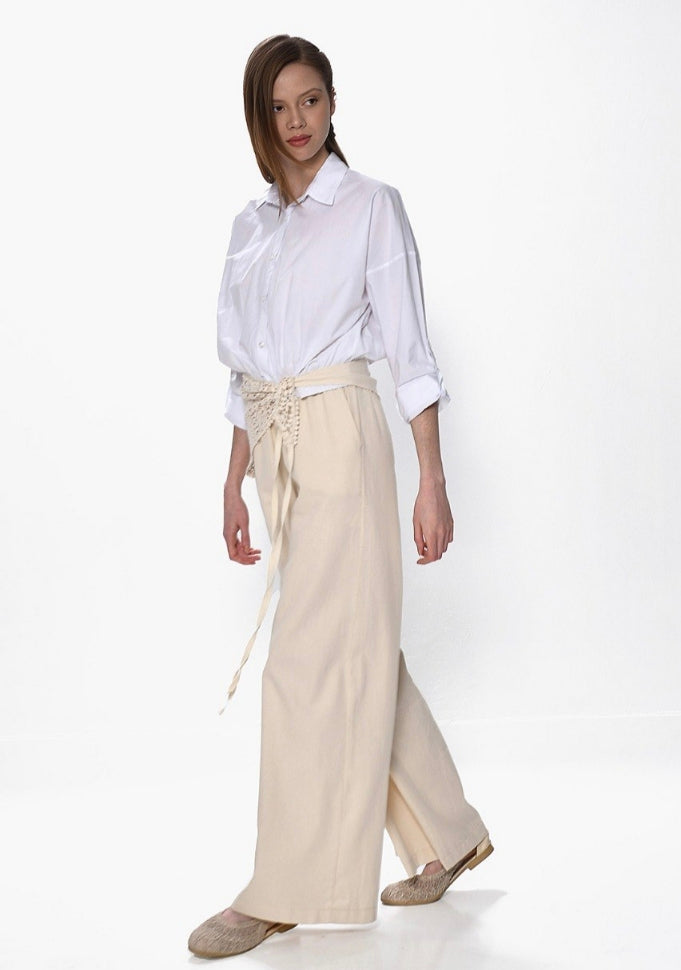 Παντελόνα με Χειροποίητη Πλεκτή Ζώνη