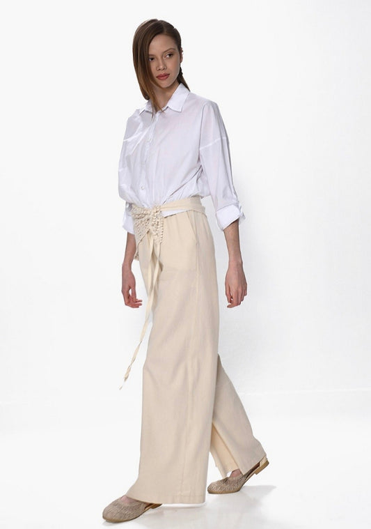 Παντελόνα με Χειροποίητη Πλεκτή Ζώνη