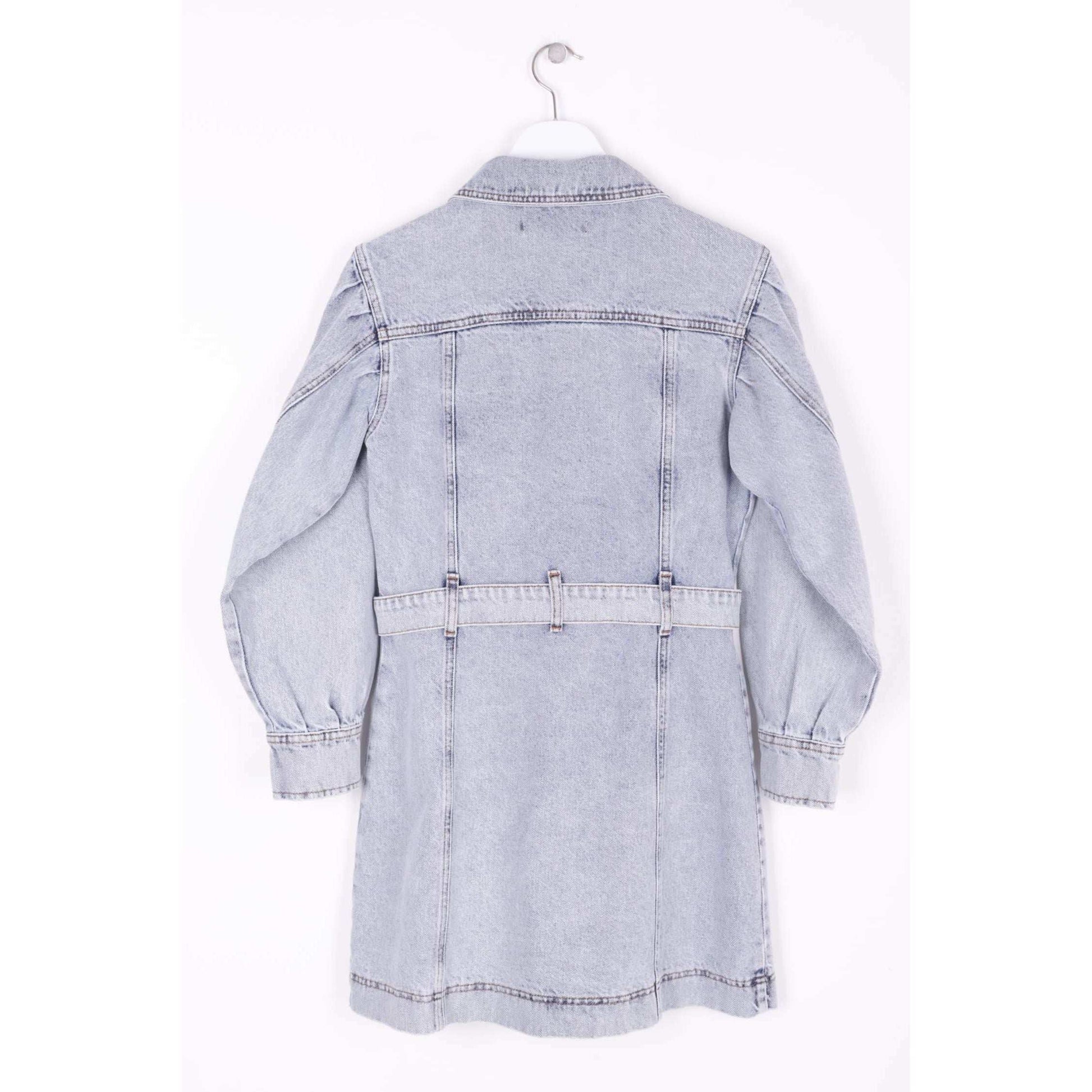 Φόρεμα τζιν με κουμπιά και μπαλονέ μανίκια  – Ανοιχτό γκρί