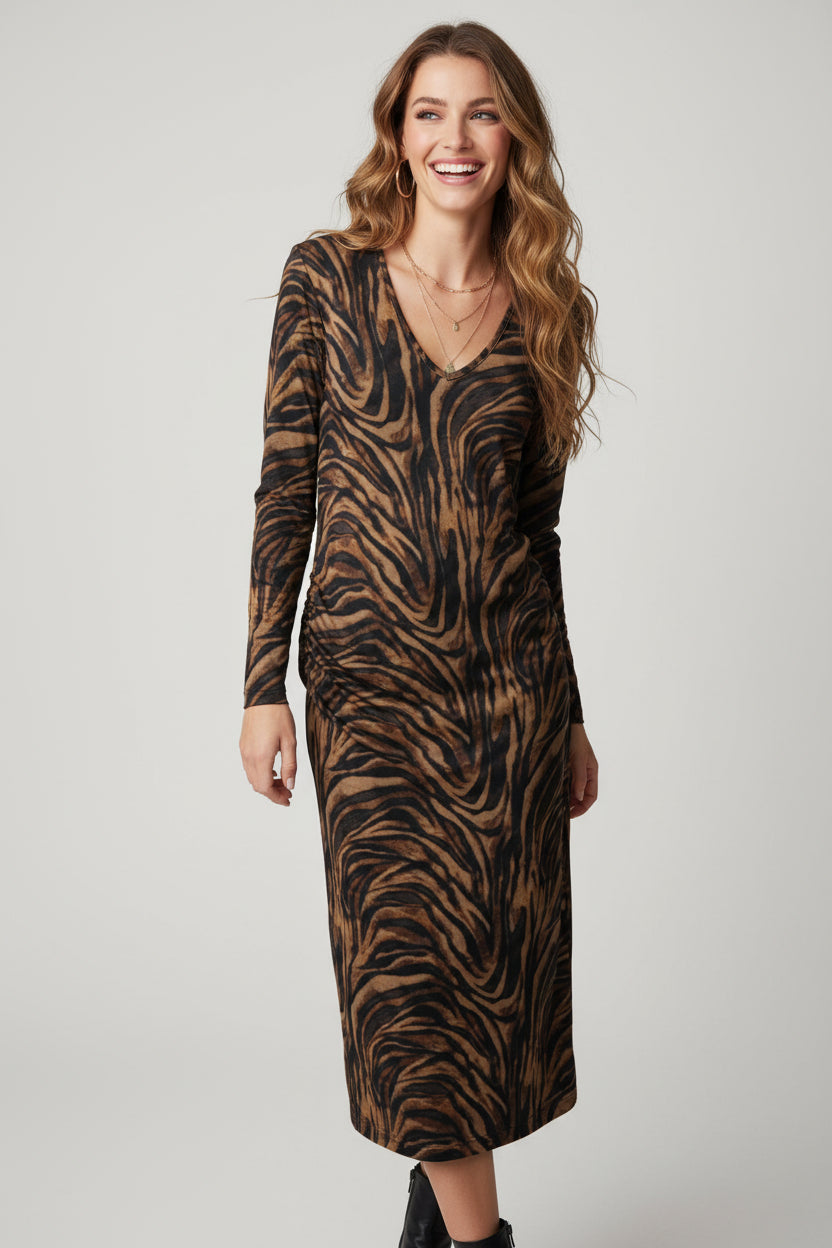 Γυναικείο Φόρεμα Midi Animal Print – Ελληνικής Κατασκευής