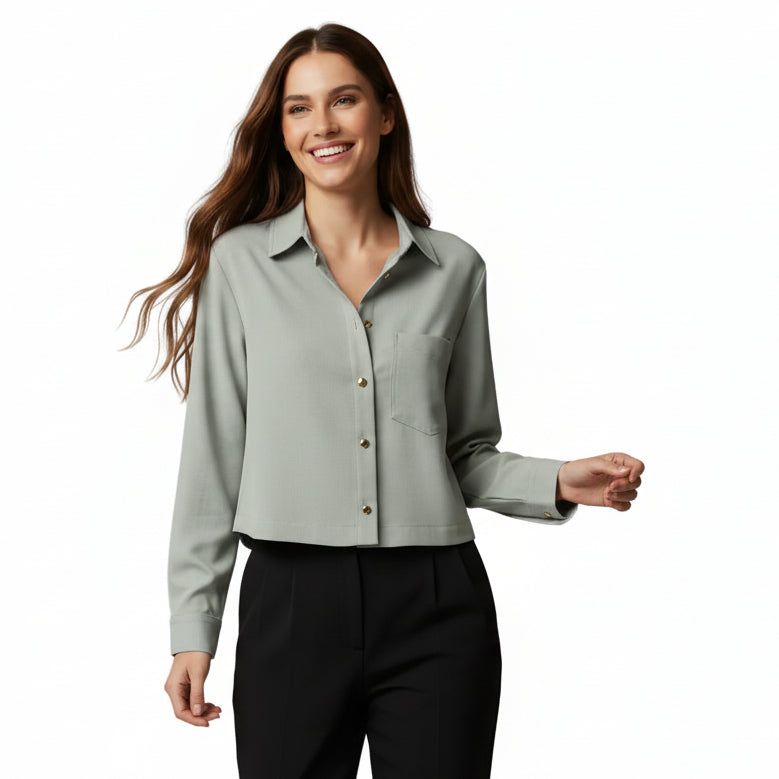 Γυναικείο Γκρι Πουκάμισο από 100% Βαμβάκι