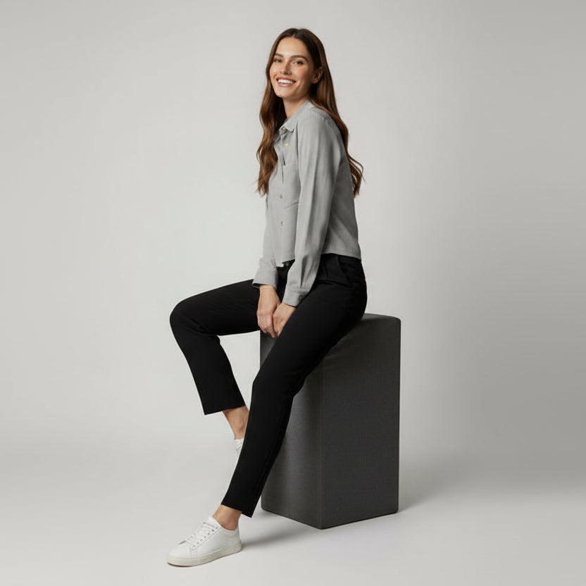 Γυναικείο Γκρι Πουκάμισο από 100% Βαμβάκι